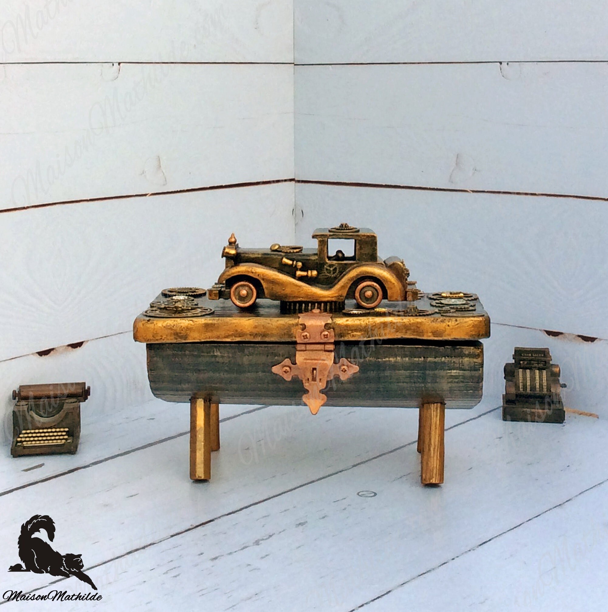 Jewelry Organizer Watch Box Recipe Desk Pill Jewelry Piggy Bank Treasure Chest Steampunk Money Box