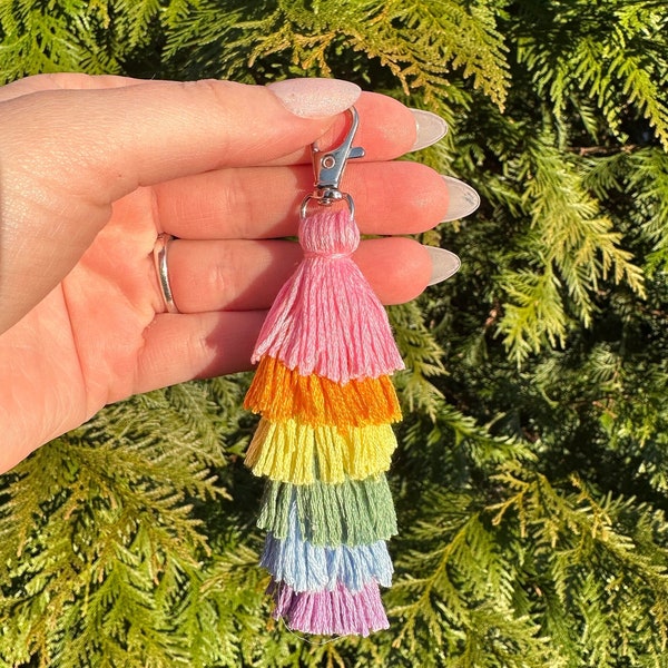 Tassel Pastel Rainbow Keychain / Bag Charm / Pride