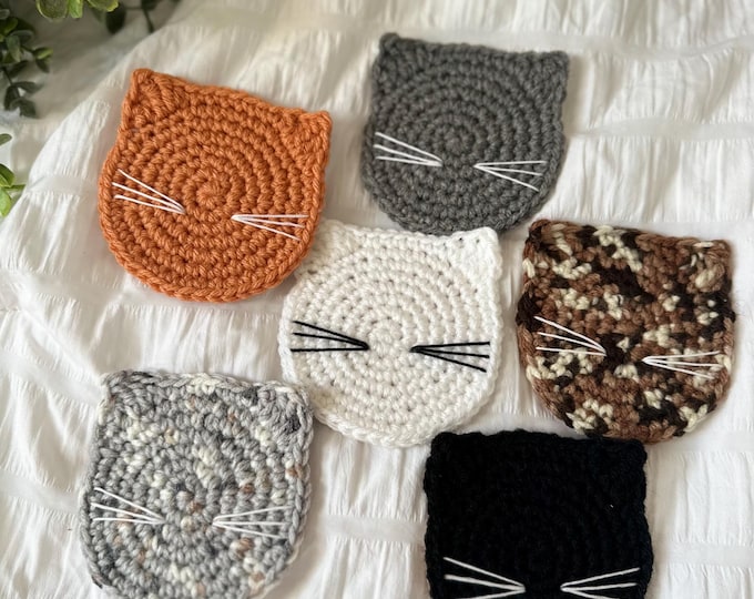 Cat Coasters Crochet with Cork Backing