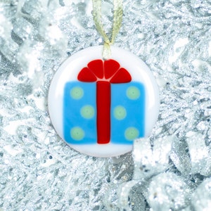 Holiday Gift Surprise© Fused Glass Ornament