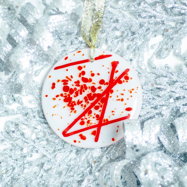 Adorno de vidrio fusionado Holiday Peppermint Crackle©
