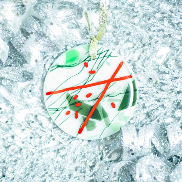 Adorno de vidrio fusionado Holiday Confetti©