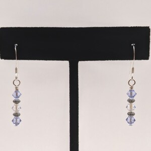 Dainty Swarovski crystal drop earrings, small graceful Sterling silver dangle earrings for young girls, teens, or women