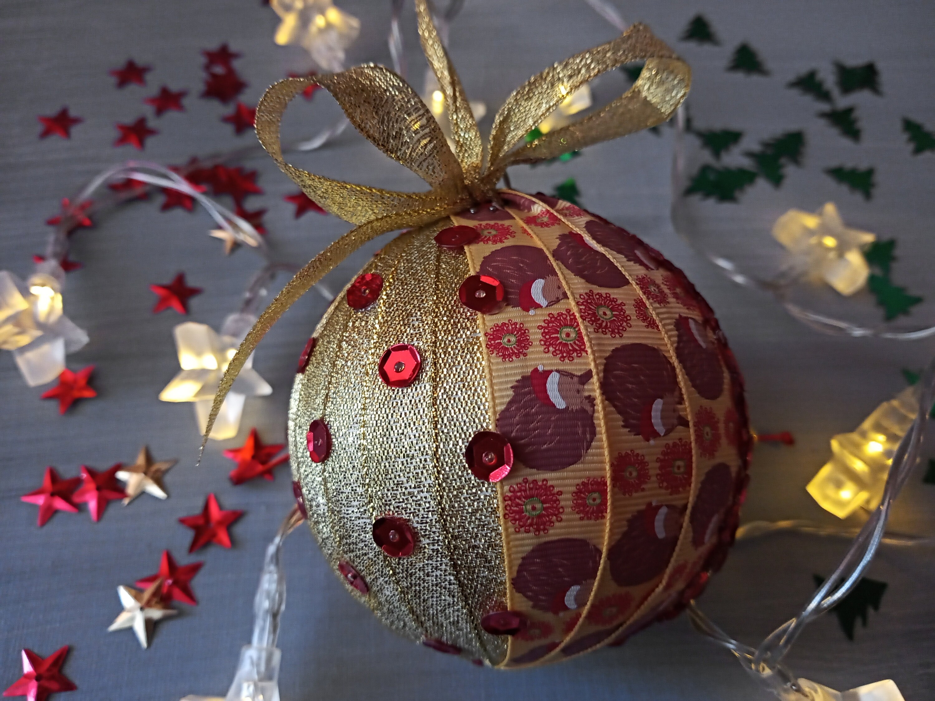 DIY Handmade christmas holidays bow Christmas tree ball Red 8 cm sequin ribbons christmas tree ornament gold