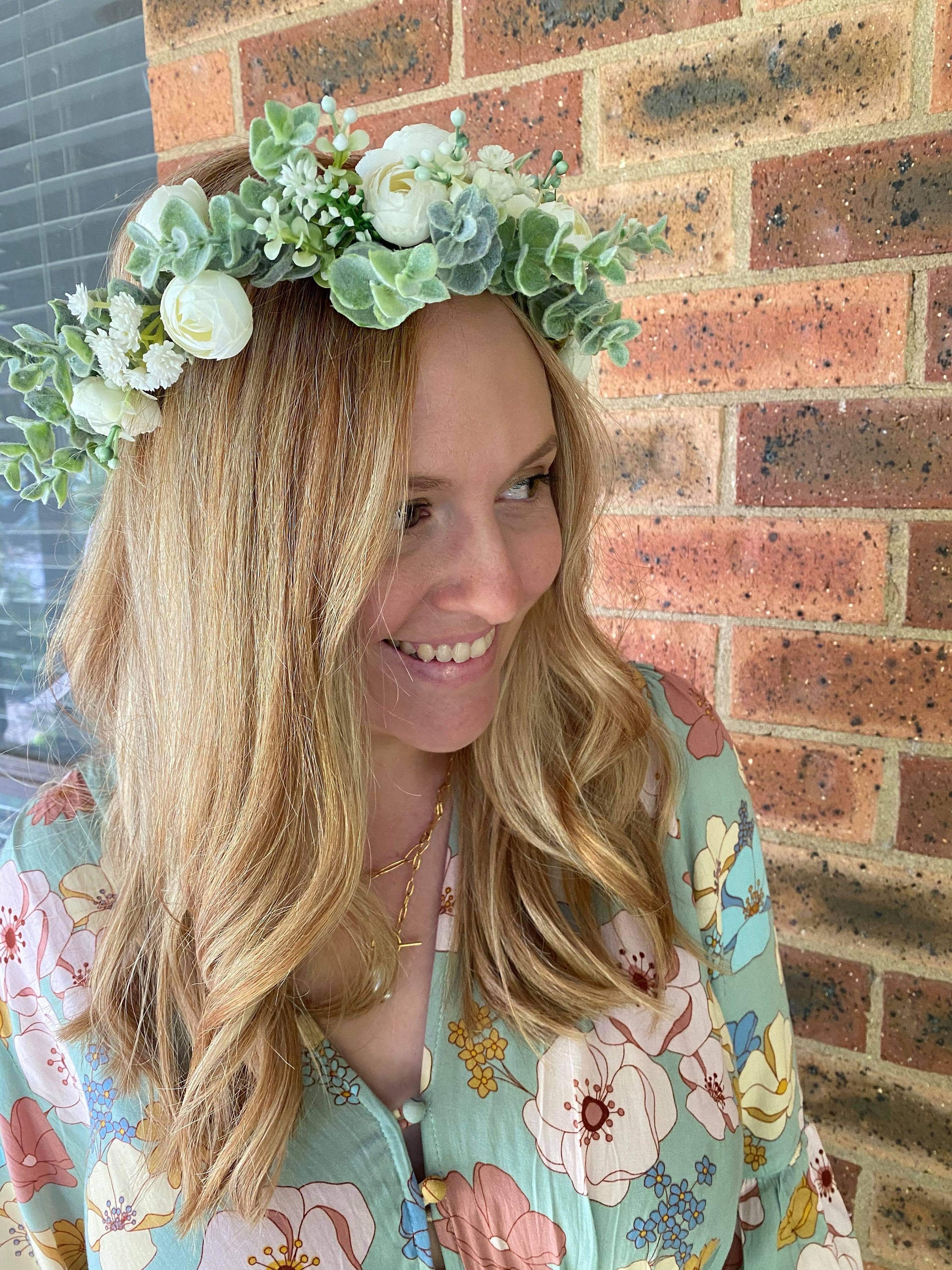 Flower crown White white flowers and natural tones Bridal Etsy