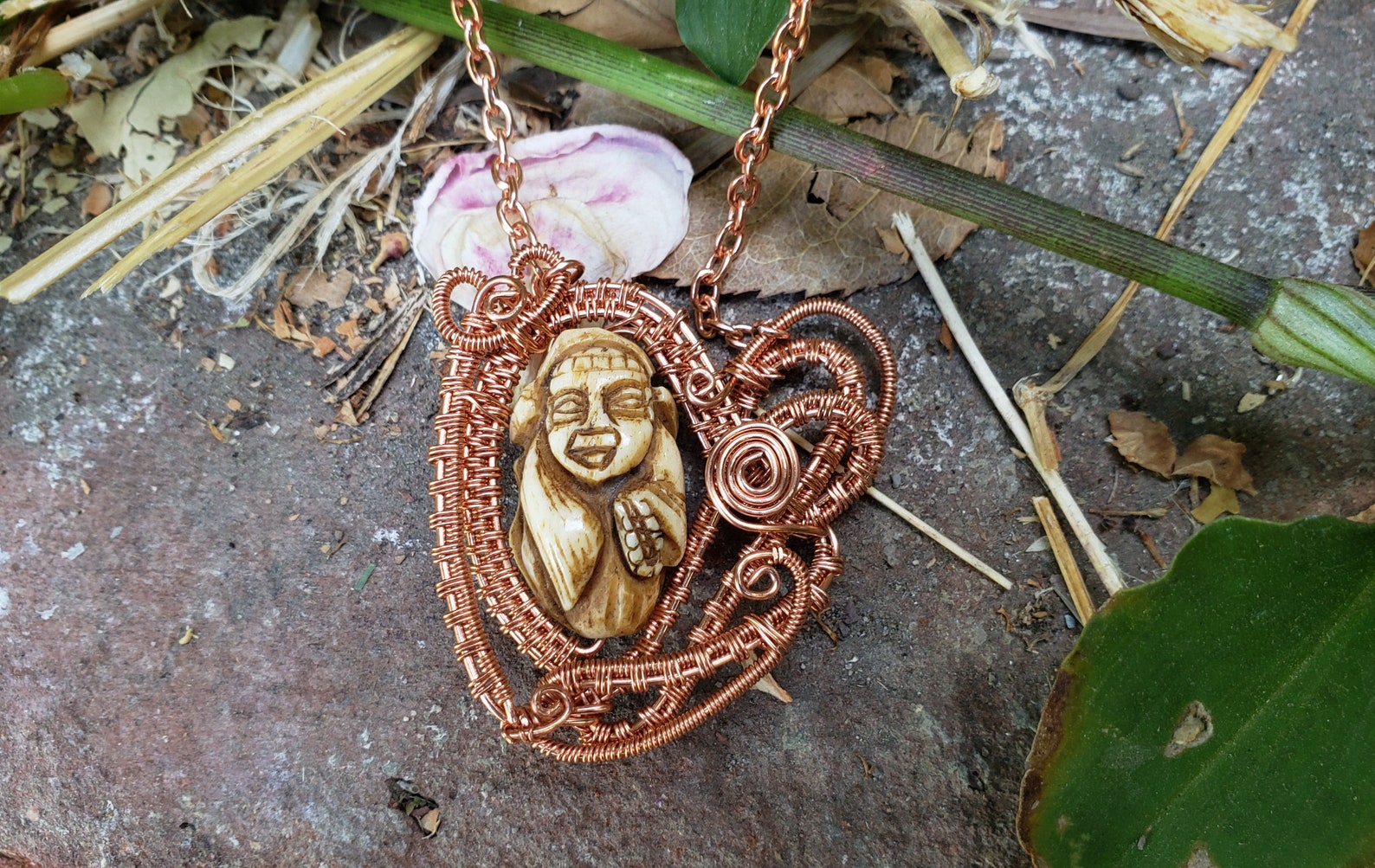 Buddha Wire Wrapped Necklace / Colgante Envuelto en Alambre / Etsy España