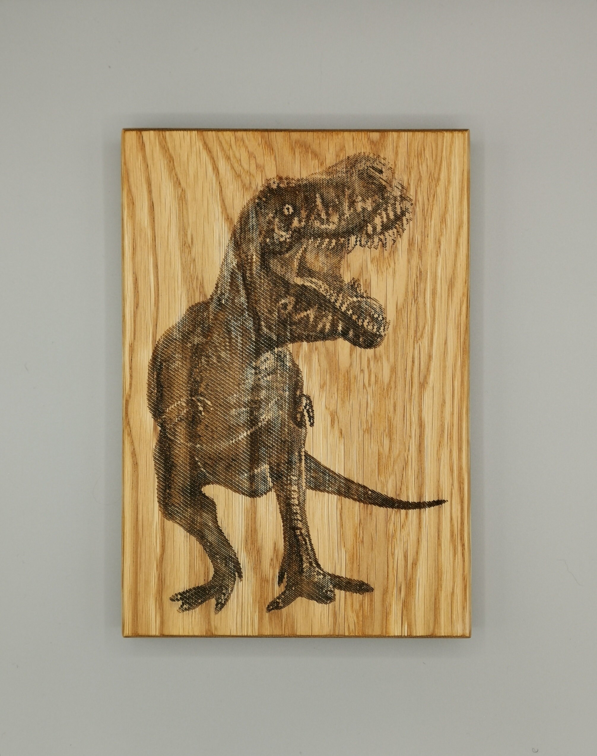 Dinosaur Wooden Wall Art. T Rex. Solid Oak Plaque. CNC Carved. Etsy