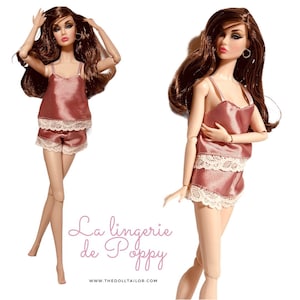 Silky pajamas for fashion 11.6 inches  doll rose sleepwear lingerie satin pajamas for dolls 1/6 scale