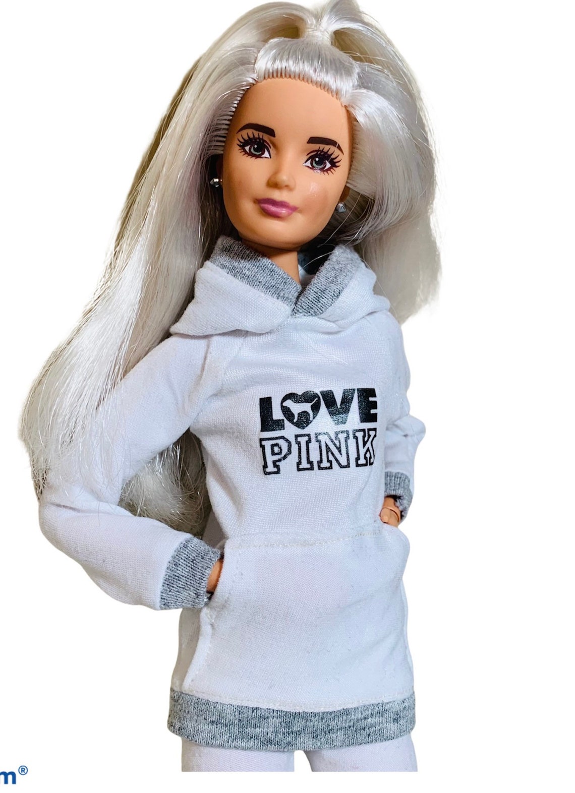 Barbie Doll Hoodie White Hoodie for Barbie Doll Pink Sweater Etsy