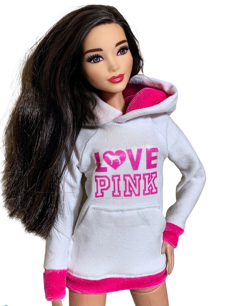 Barbie Doll Hoodie White Hoodie for Barbie Doll Pink Sweater | Etsy