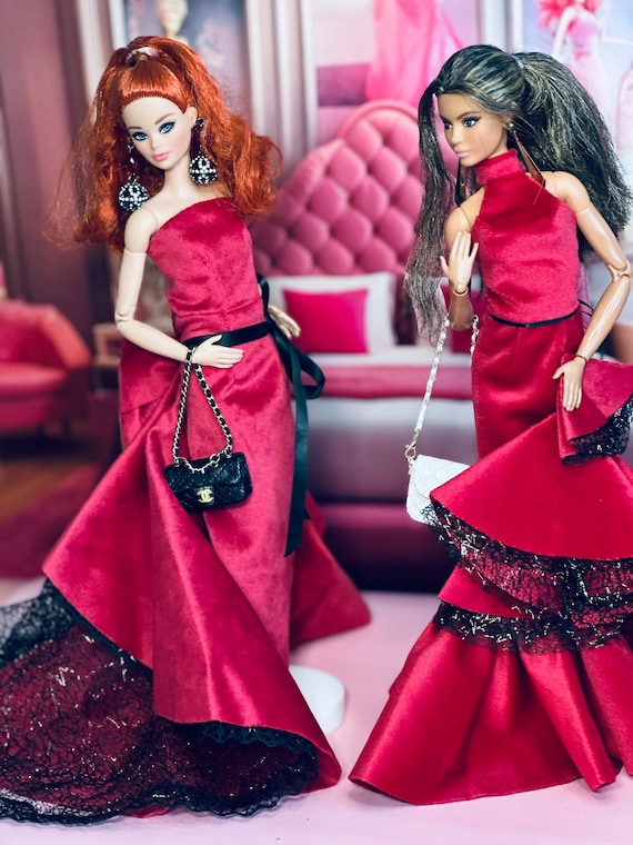 Fantastic Rose-Red Wedding Dress Gown Lace Clothes for Barbie Doll :  Amazon.in: Electronics