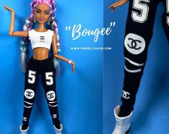 Black sweatpants for fashion dolls 11.5 inches doll handmade clothes 1:6 scale doll clothes white corp top