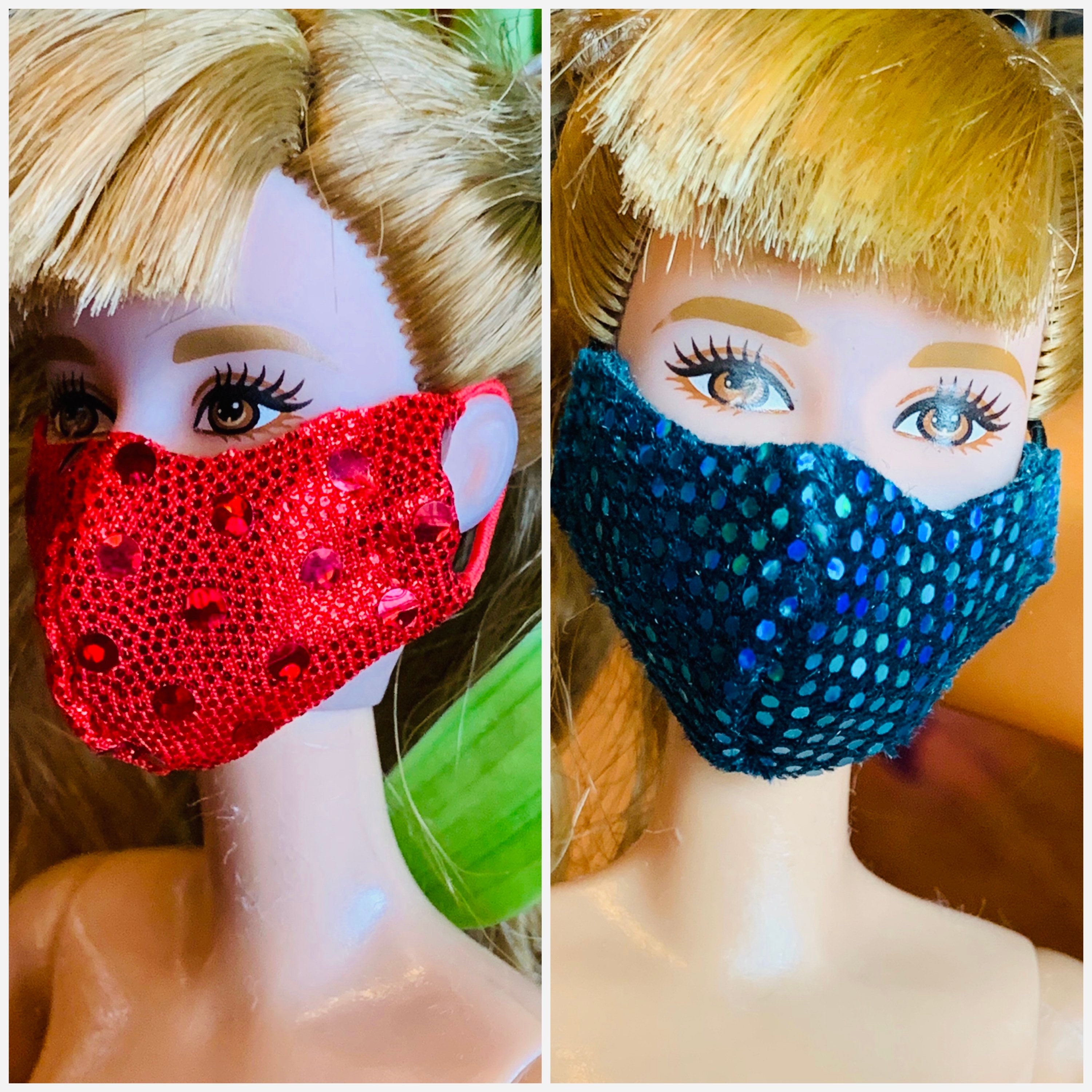 Barbie Doll Face Mask Red Face Make for Barbie Dolls Blue Etsy