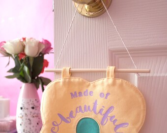 Flower Shaped Canvas Banner, Uplifting Message Wall Hanging, Soft Girl Room Decor