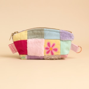 Zéro déchet, porte-monnaie zippé, patchwork, petit portefeuille lumineux, pochette compacte, organiseur de sac, porte-cartes en tissu, boîte aux lettres cadeau