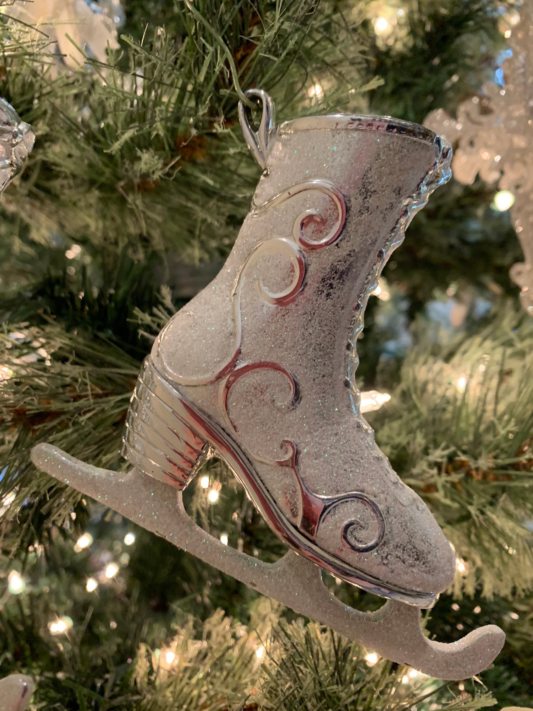 Ice skate Christmas tree ornament one pair. | Etsy