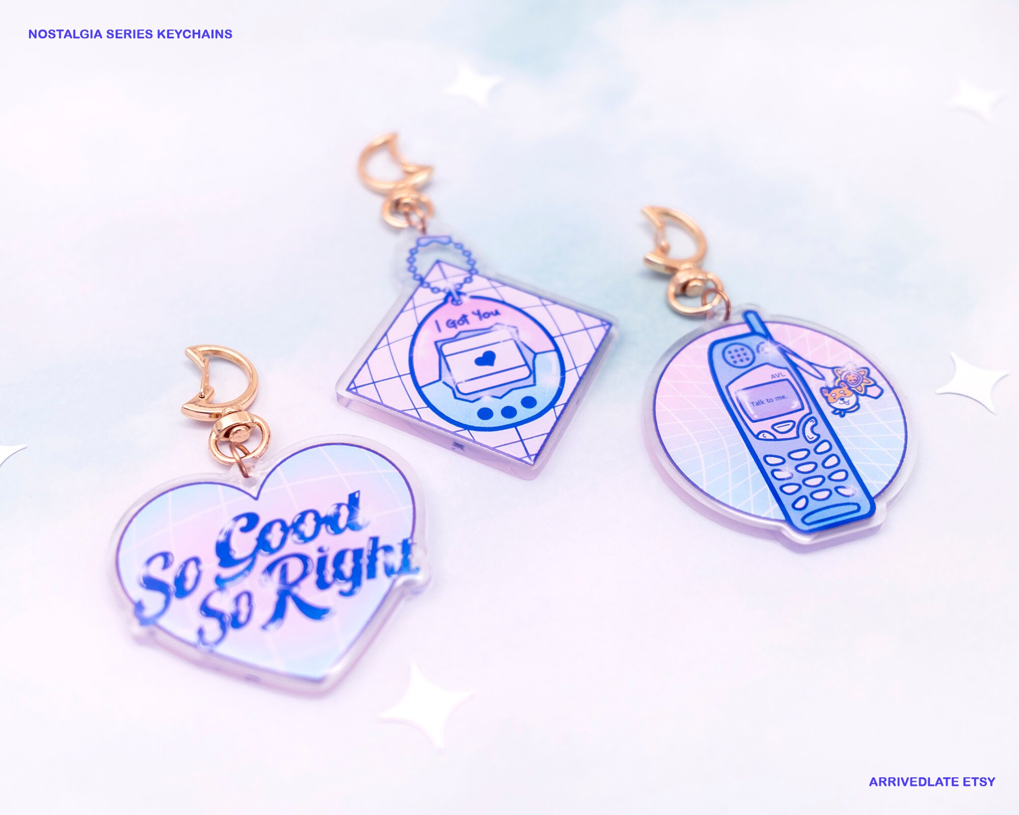 Nostalgia Series Keychains 80s and 90s Inspired Aesthetic | Etsy