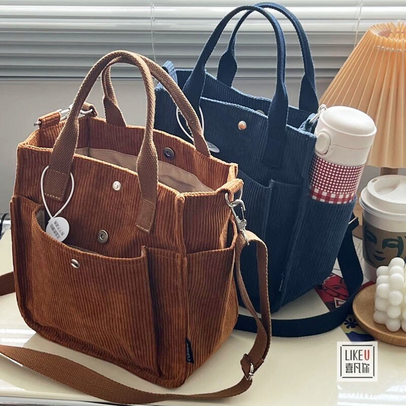 Corduroy Crossbody Tote Bag Corduroy Crossbody Bags Corduroy Etsy