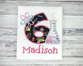 Camiseta de ciencia para niña, camiseta de cumpleaños de ciencia, fiesta de ciencia para niña, regalo de cumpleaños para niña científica, regalo de ciencia para amante de la ciencia