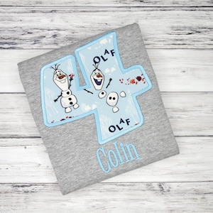 Boys Frozen Birthday Shirt, Olaf Personalized Name 3rd Bday Shirt, Embroidered Third Birthday Custom Shirt, ANY NUMBER