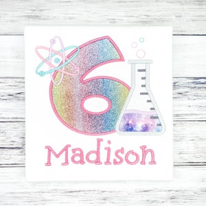 Science Birthday Shirt, Girl Science Party, Girls In Science Gift, Girl Science Shirt, Birthday Gift for Science Lover, Personalized Shirt