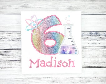 Science Birthday Shirt, Girl Science Party, Girls In Science Gift, Girl Science Shirt, Birthday Gift for Science Lover, Personalized Shirt