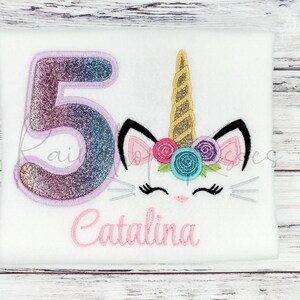 Caticorn Birthday Shirt, Personalized Unicorn Shirt, Unicorn Shirt For Toddler, Unicorn Gifts For Niece, Unicorn 5th Birthday Shirt