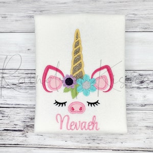 Pig Unicorn Shirt - Pigcorn Glitter Shirt - Personalized Pig Unicorn Face Shirt - Unicorn Party Shirt - Embroidered Shirt