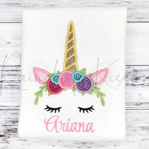 Glitter Unicorn Spring Flowers Face Shirt - Personalized Unicorn Flowers Face Shirt - Unicorn Party Shirt - Spring Unicorn Face Shirt