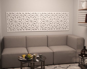 Arab Bed Headboard, Alhambra Design Lattice - 200x60cm, Moroccan wooden headboard, laser cut headboard, wooden headboard, wooden lattices