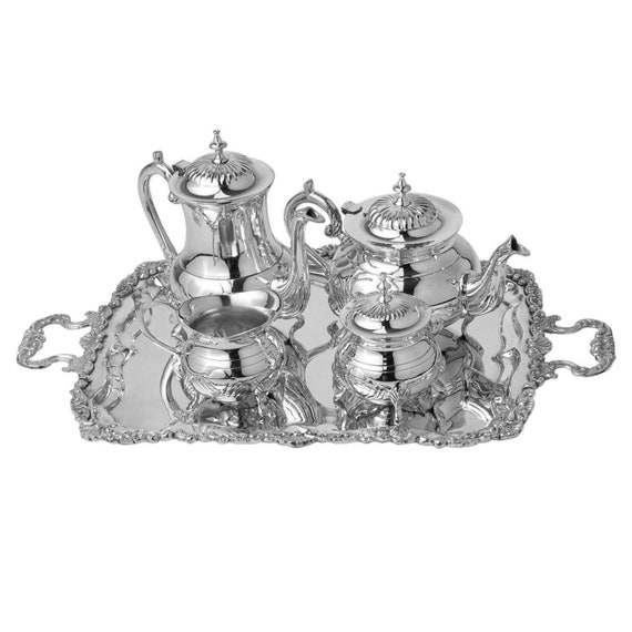 Arabic Tea Set Silver Tea Set Nickel Silver Tea Set Silver Etsy