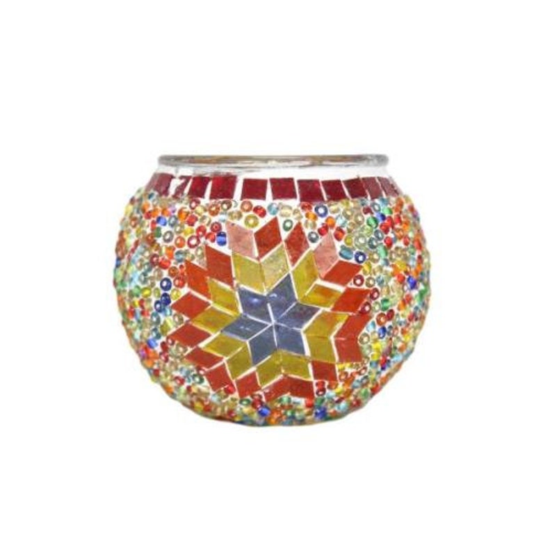 Turkish Mosaic Glass Candle Holder Various Colors Turkish Etsy