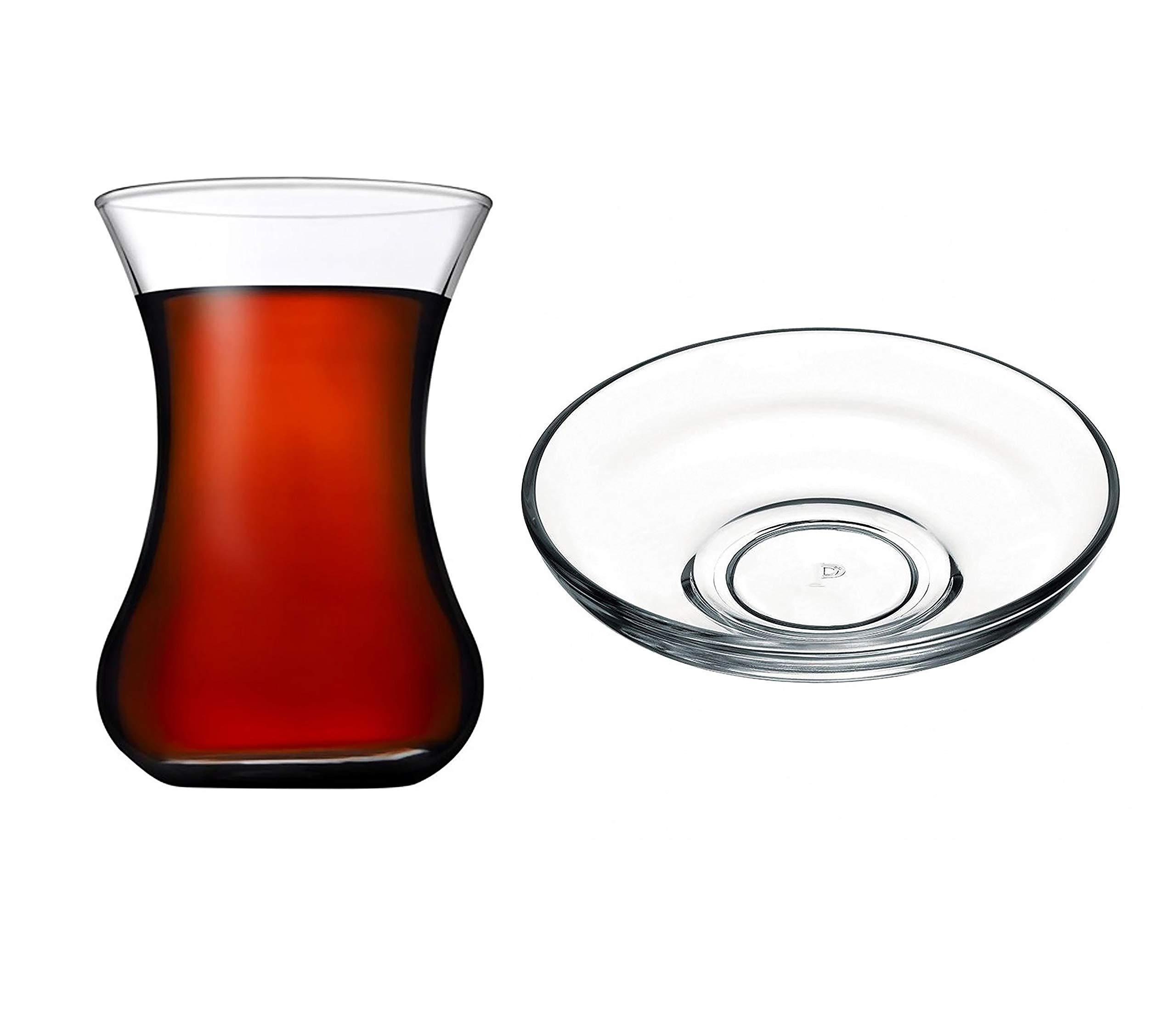 Charm Of The Red 12 Piece Modern Turkish Tea Glasses & Saucers Set 