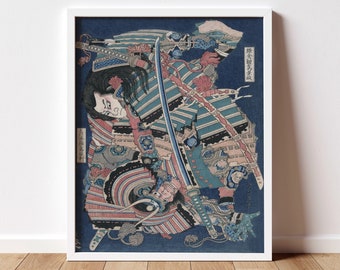 Samurai warriors poster, Katsushika Hokusai poster, samurai digital print, Japanese art poster, Vintage digital art, Printable wall art