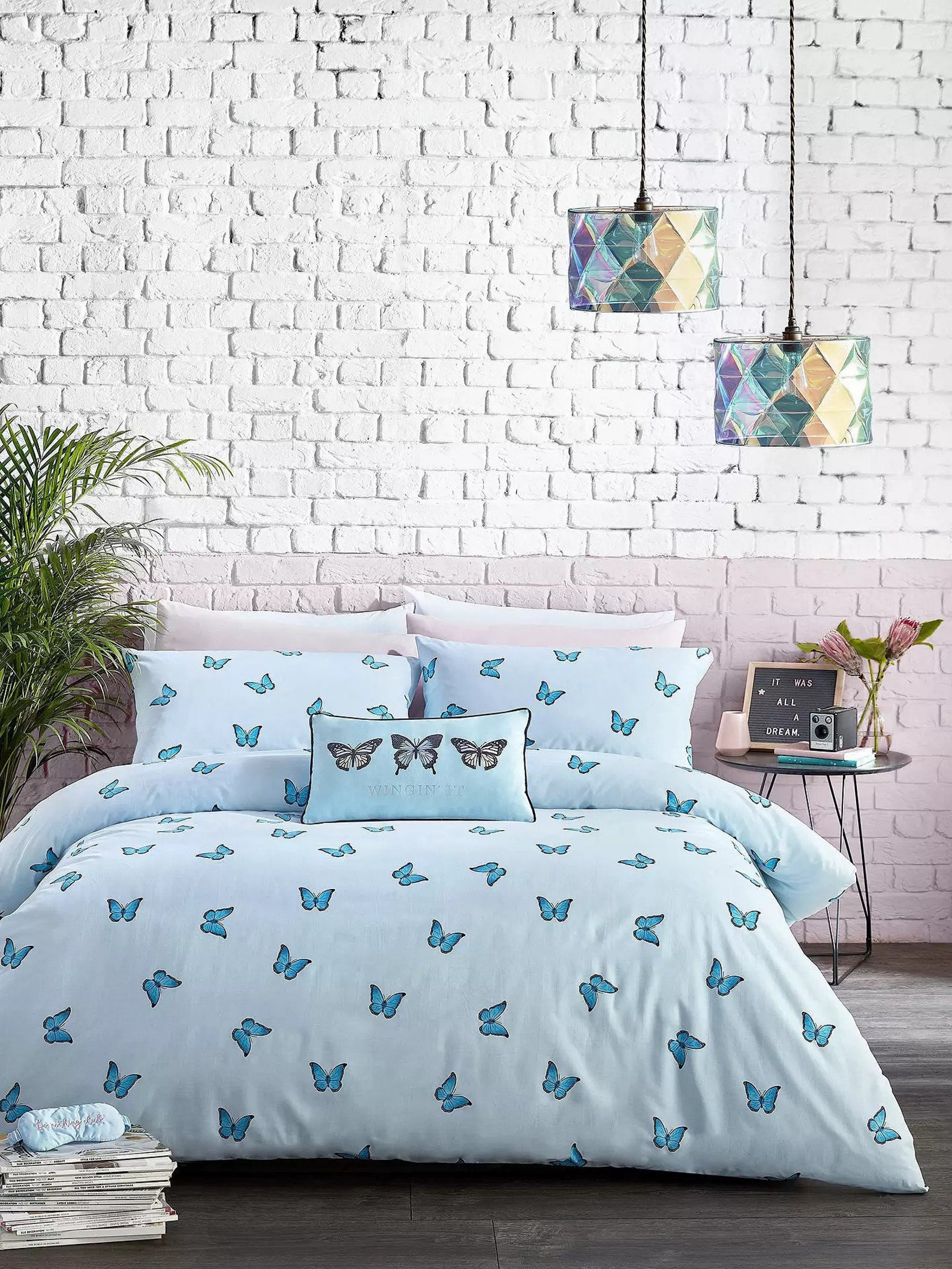 Butterfly Bedding Set Blue Duvet Cover Butterfly Bedding Set Etsy