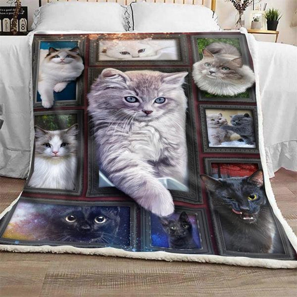 Lovely Cat Fleece Blanket Cute Cat Blanket Bedroom Decor Etsy