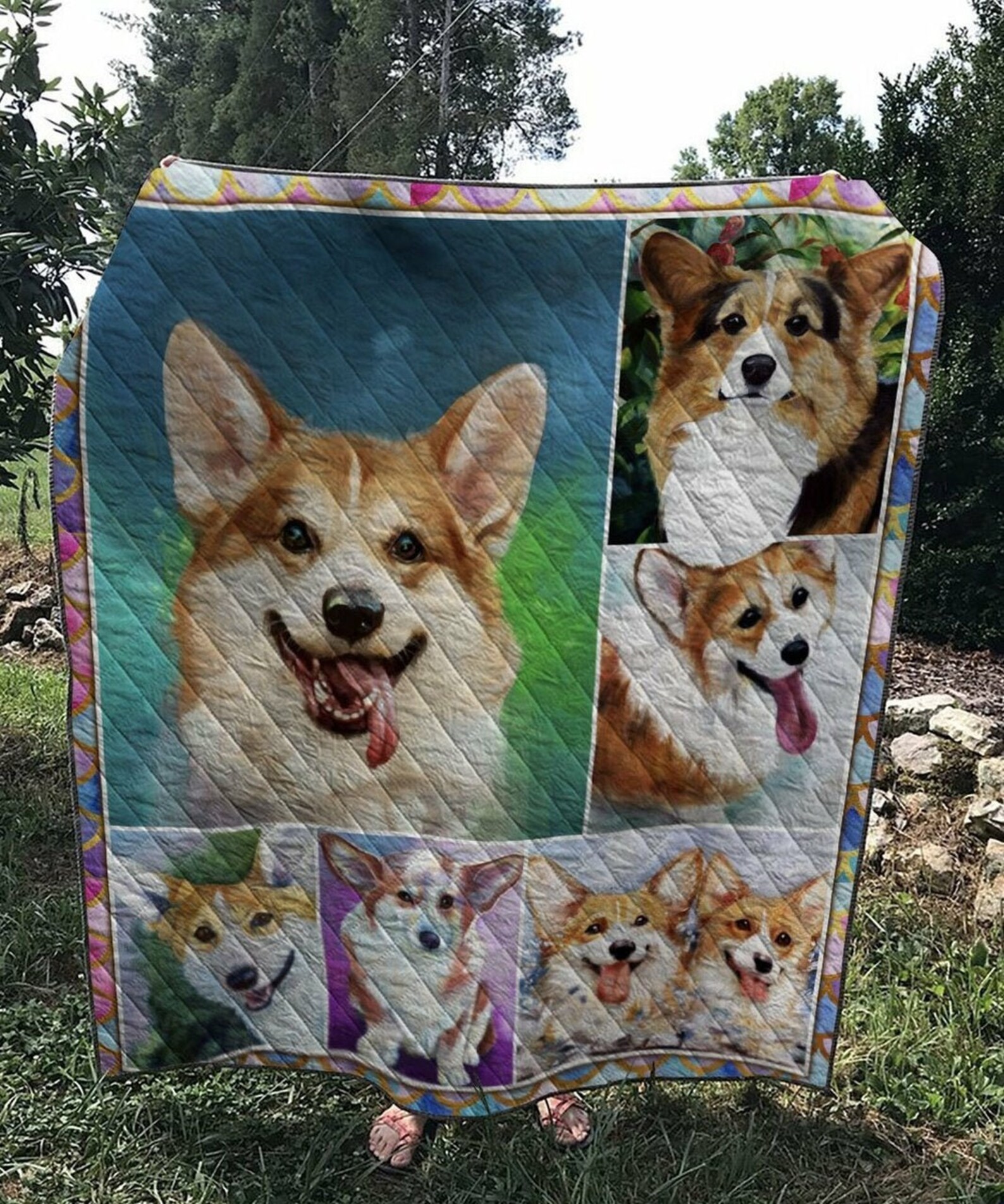 Lovely Dog Quilt Blanket Cute Puppy Quilt Bedroom Etsy