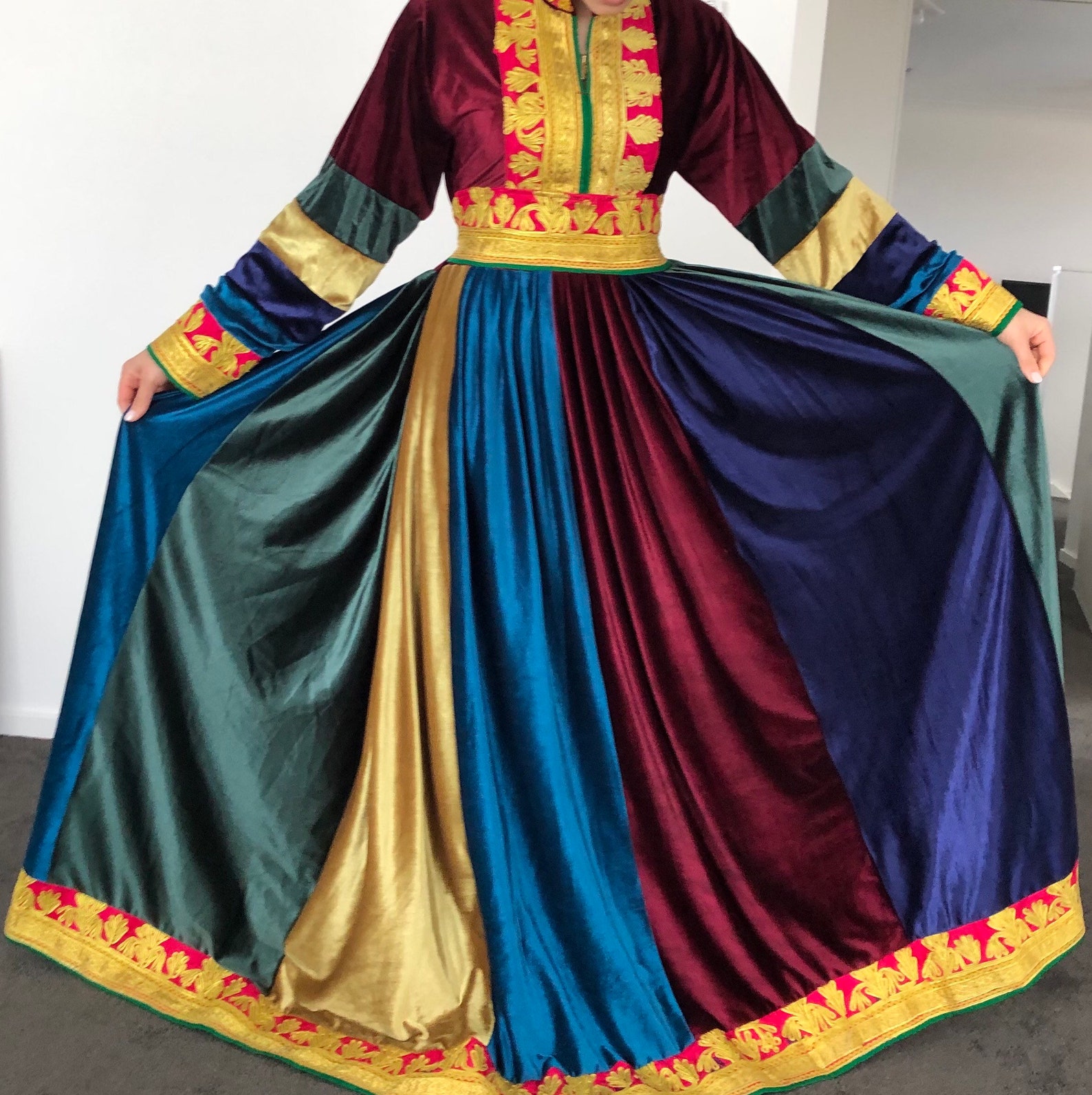 Multicoloured Velvet Afghan Dress Etsy