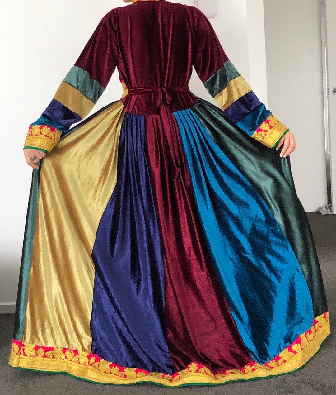 Multicoloured Velvet Afghan Dress Etsy Australia