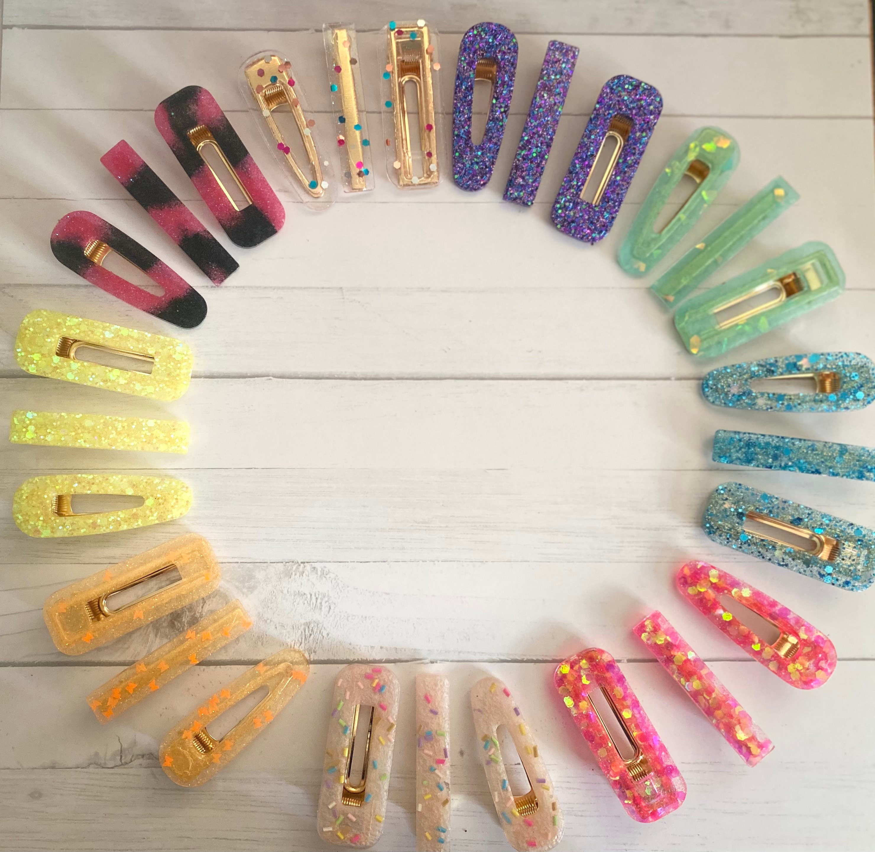 3pc resin barrette set / custom barrette / hair accessories Etsy