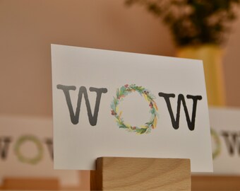 Postcard "WOW" black / gift card / greeting card / design card