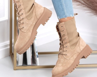 light tan combat boots