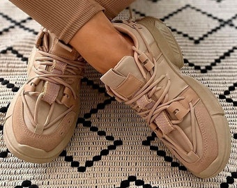 brown platform trainers