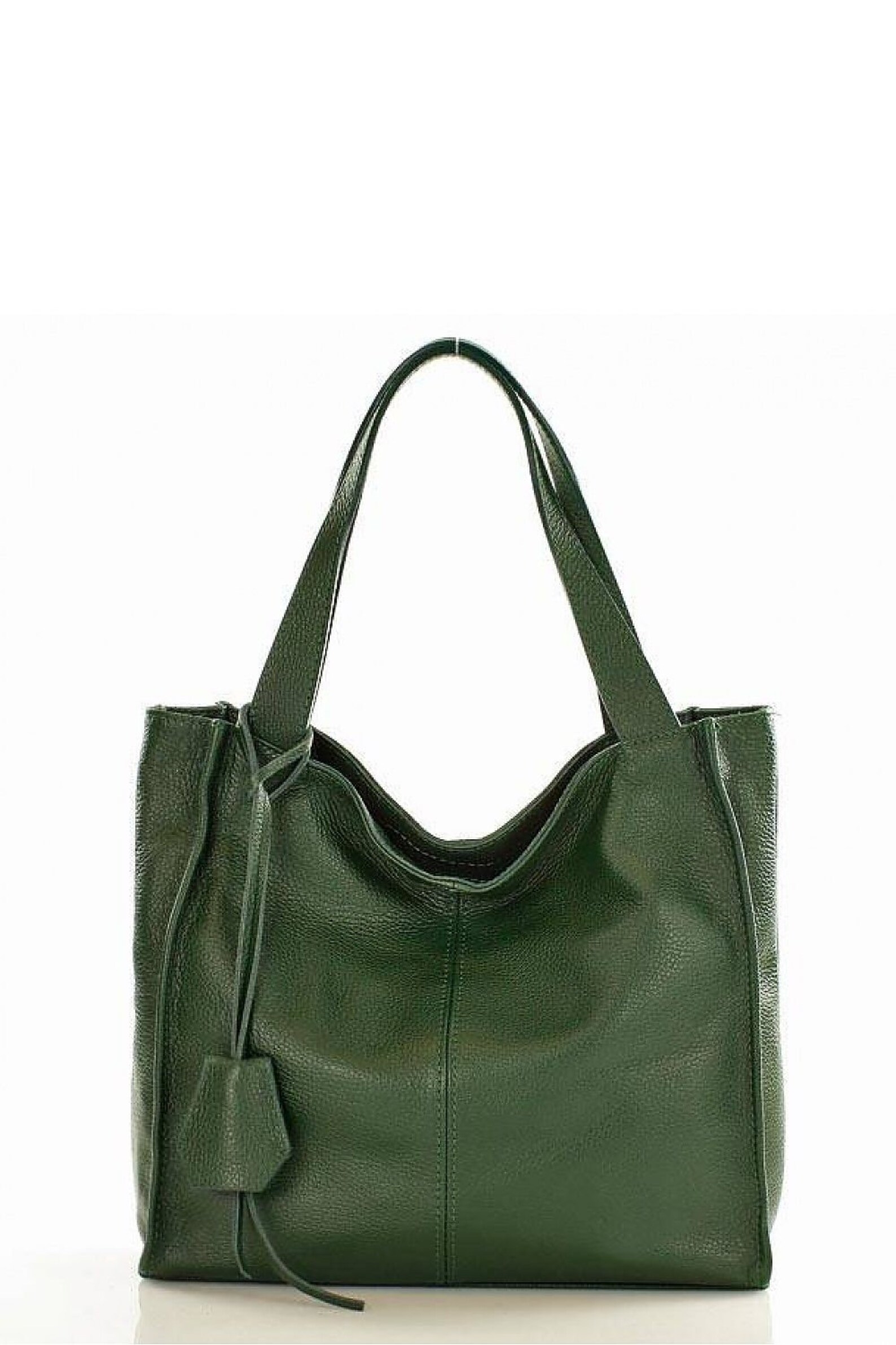 Leather Tote Bag Leather Summer Bag Green Leather Large Tote Etsy