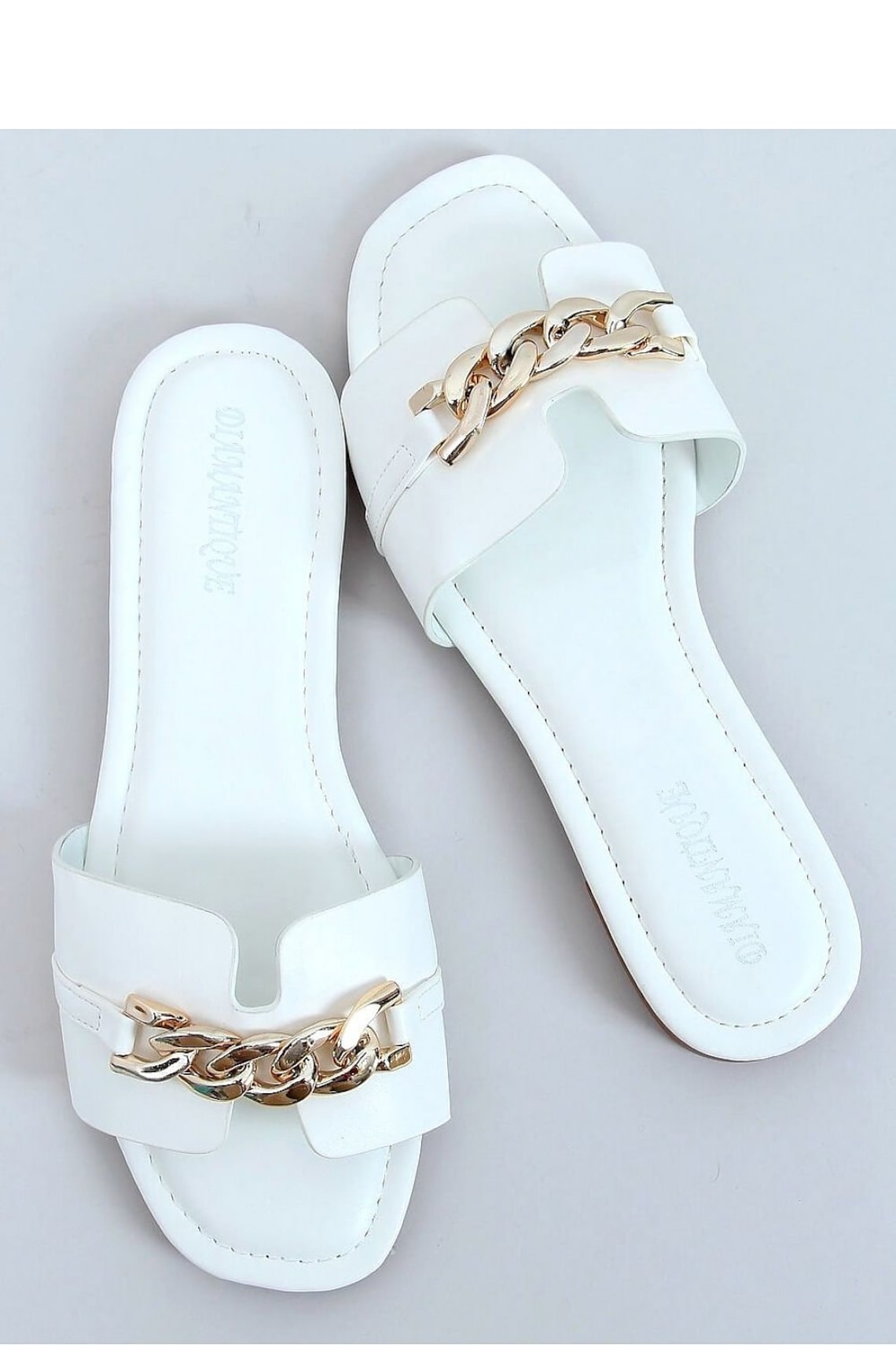 White and gold flip flops gold strap buckle women sandals Etsy
