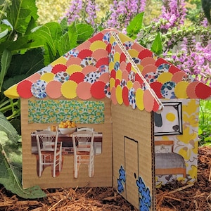 DIY Cardboard House Template: Dollhouse or Gingerbread House (Digital Download)
