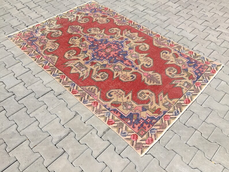 4.7x7.1 feet turkish area rug turkey rug bohemian rug area rug floor rug entry rug vintage rug oushak rug wool rug