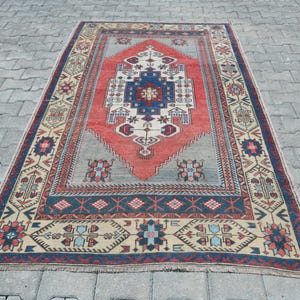 Turkish Rug,Oushak Rug,Area Rug,Vintage Rug,Bedroom Rug,4x8 Turkish Rug,4x8 Rug,4x8 Oushak Rug,Handmade Rug,Kids Rug,Anatolian Rug, A-1461