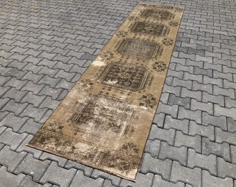 Alfombra de 3 x 11, alfombra vintage para pasillo, alfombra para pasillo de cocina, alfombra de 3 x 11, alfombra de lana para pasillo, alfombra de entrada, alfombra de pasillo Oushak, alfombra de pasillo turca, alfombra de pasillo, B-2334