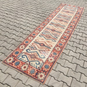 3x10 Runner Rug,Kitchen Rug,Turkish Runner Rug,Vintage Runner Rug,Oushak Runner Rug,3x10 Rug,Handmade Runner Rug,Vintage Rug,Wool Rug,B-421